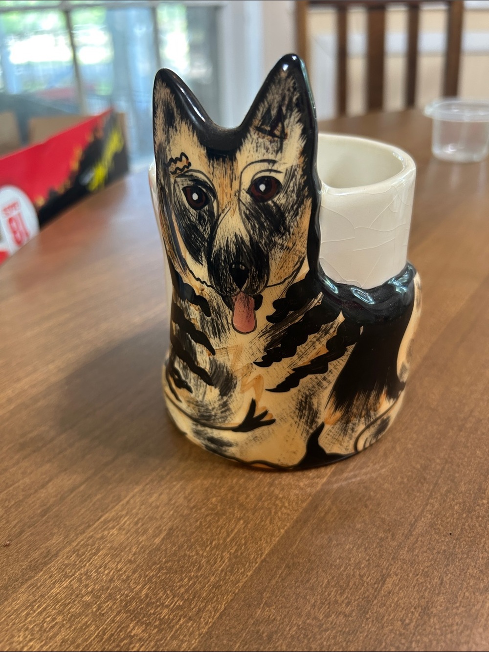 Vintage Dogs by Nina Hand Painted German Shepherd coffee mug.
